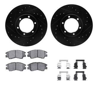 R1 Concepts® - Drilled and Slotted Front Brake Kit with Semi-Metalic Pads