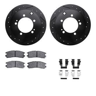 R1 Concepts® - Drilled and Slotted Rear Brake Kit with Semi-Metalic Pads