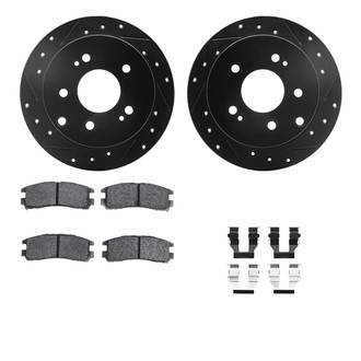 R1 Concepts® - Drilled and Slotted Rear Brake Kit with Semi-Metalic Pads
