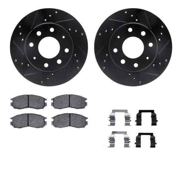  R1 Concepts® - Drilled and Slotted Front Brake Kit with Semi-Metalic Pads