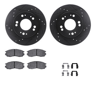 R1 Concepts® - Drilled and Slotted Front Brake Kit with Semi-Metalic Pads