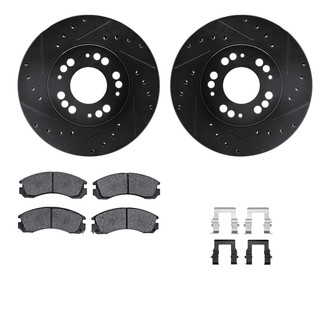 R1 Concepts® - Drilled and Slotted Front Brake Kit with Semi-Metalic Pads