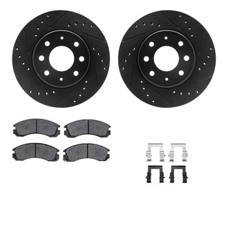 R1 Concepts® - Drilled and Slotted Front Brake Kit with Semi-Metalic Pads