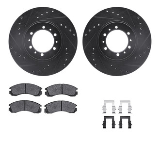R1 Concepts® - Drilled and Slotted Brake Kit with Semi-Metalic Pads