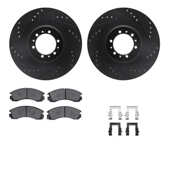 R1 Concepts® - Drilled and Slotted Front Brake Kit with Semi-Metalic Pads