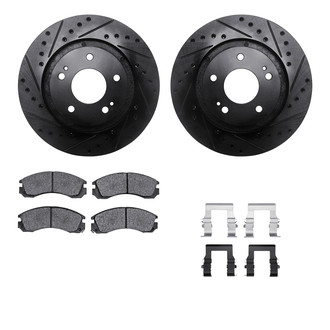 R1 Concepts® - Drilled and Slotted Front Brake Kit with Semi-Metalic Pads