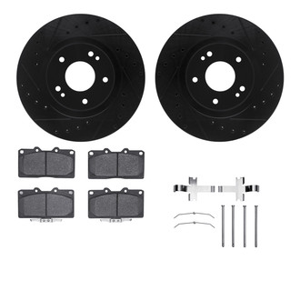 R1 Concepts® - Drilled and Slotted Front Brake Kit with Semi-Metalic Pads