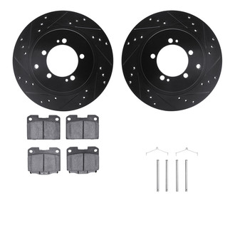 R1 Concepts® - Drilled and Slotted Rear Brake Kit with Semi-Metalic Pads