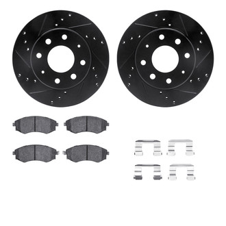 R1 Concepts® - Drilled and Slotted Front Brake Kit with Semi-Metalic Pads