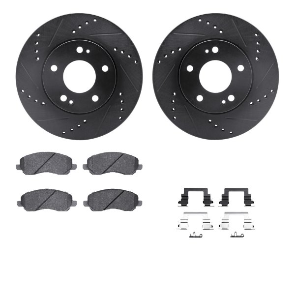  R1 Concepts® - Drilled and Slotted Front Brake Kit with Semi-Metalic Pads