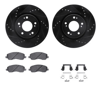 R1 Concepts® - Drilled and Slotted Front Brake Kit with Semi-Metalic Pads