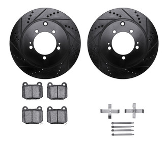 R1 Concepts® - Drilled and Slotted Rear Brake Kit with Semi-Metalic Pads