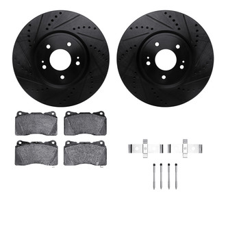 R1 Concepts® - Drilled and Slotted Front Brake Kit with Semi-Metalic Pads