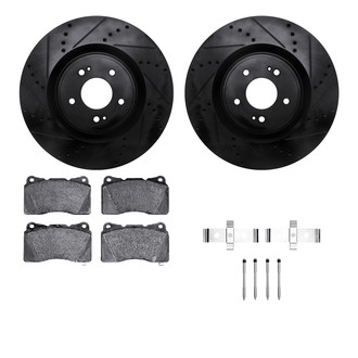 R1 Concepts® - Drilled and Slotted Front Brake Kit with Semi-Metalic Pads