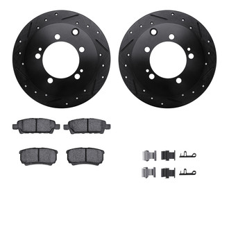 R1 Concepts® - Drilled and Slotted Rear Brake Kit with Semi-Metalic Pads