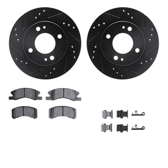R1 Concepts® - Drilled and Slotted Front Brake Kit with Semi-Metalic Pads