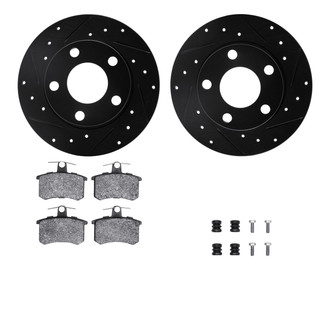 R1 Concepts® - Drilled and Slotted Rear Brake Kit with Semi-Metalic Pads