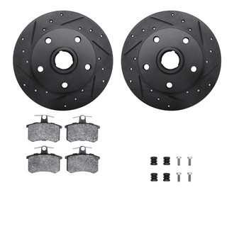 R1 Concepts® - Drilled and Slotted Rear Brake Kit with Semi-Metalic Pads