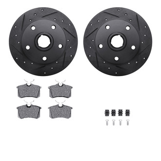 R1 Concepts® - Drilled and Slotted Rear Brake Kit with Semi-Metalic Pads