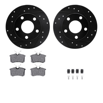 R1 Concepts® - Drilled and Slotted Rear Brake Kit with Semi-Metalic Pads