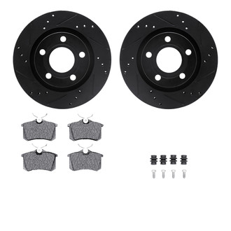 R1 Concepts® - Drilled and Slotted Rear Brake Kit with Semi-Metalic Pads