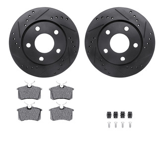 R1 Concepts® - Drilled and Slotted Rear Brake Kit with Semi-Metalic Pads