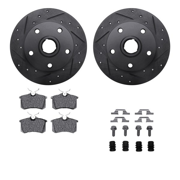  R1 Concepts® - Drilled and Slotted Rear Brake Kit with Semi-Metalic Pads