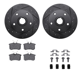 R1 Concepts® - Drilled and Slotted Rear Brake Kit with Semi-Metalic Pads