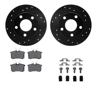 R1 Concepts® - Drilled and Slotted Rear Brake Kit with Semi-Metalic Pads