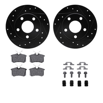 R1 Concepts® - Drilled and Slotted Rear Brake Kit with Semi-Metalic Pads