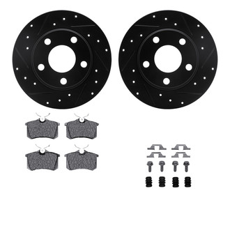 R1 Concepts® - Drilled and Slotted Rear Brake Kit with Semi-Metalic Pads