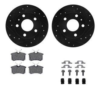 R1 Concepts® - Drilled and Slotted Rear Brake Kit with Semi-Metalic Pads