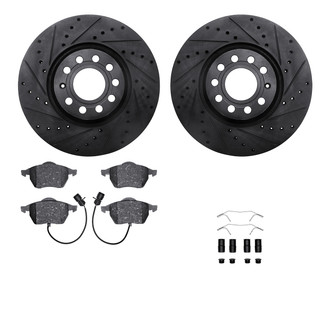 R1 Concepts® - Drilled and Slotted Front Brake Kit with Semi-Metalic Pads