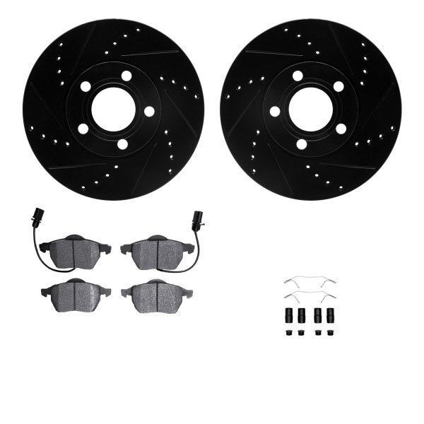  R1 Concepts® - Drilled and Slotted Front Brake Kit with Semi-Metalic Pads