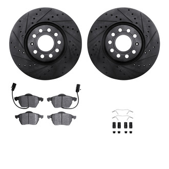 R1 Concepts® - Drilled and Slotted Front Brake Kit with Semi-Metalic Pads