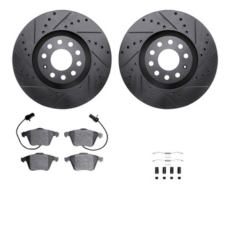 R1 Concepts® - Drilled and Slotted Front Brake Kit with Semi-Metalic Pads