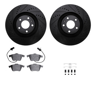 R1 Concepts® - Drilled and Slotted Brake Kit with Semi-Metalic Pads