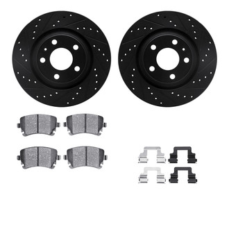 R1 Concepts® - Drilled and Slotted Rear Brake Kit with Semi-Metalic Pads