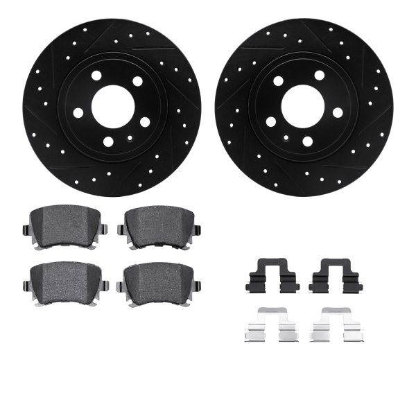  R1 Concepts® - Drilled and Slotted Rear Brake Kit with Semi-Metalic Pads