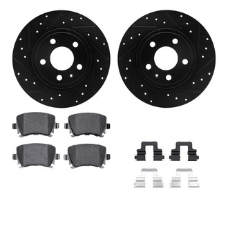 R1 Concepts® - Drilled and Slotted Rear Brake Kit with Semi-Metalic Pads