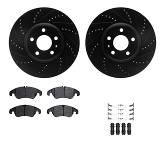 R1 Concepts® - Drilled and Slotted Front Brake Kit with Semi-Metalic Pads