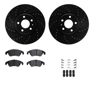 R1 Concepts® - Drilled and Slotted Front Brake Kit with Semi-Metalic Pads