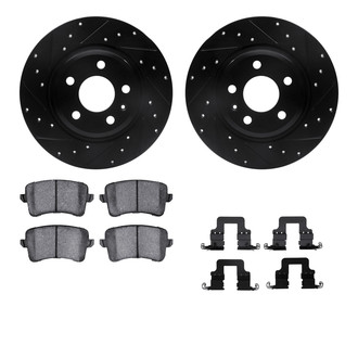 R1 Concepts® - Drilled and Slotted Rear Brake Kit with Semi-Metalic Pads