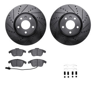 R1 Concepts® - Drilled and Slotted Brake Kit with Semi-Metalic Pads