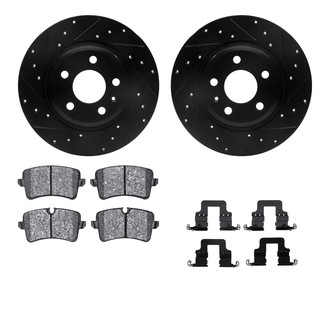 R1 Concepts® - Drilled and Slotted Rear Brake Kit with Semi-Metalic Pads