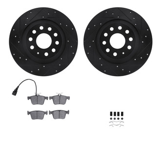R1 Concepts® - Drilled and Slotted Rear Brake Kit with Semi-Metalic Pads