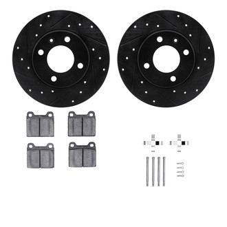 R1 Concepts® - Drilled and Slotted Front Brake Kit with Semi-Metalic Pads