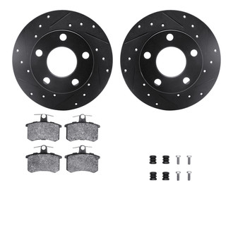R1 Concepts® - Drilled and Slotted Rear Brake Kit with Semi-Metalic Pads
