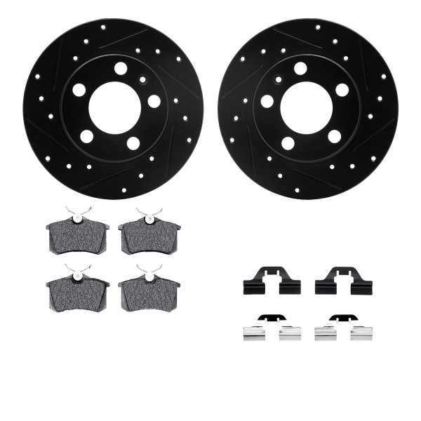  R1 Concepts® - Drilled and Slotted Rear Brake Kit with Semi-Metalic Pads