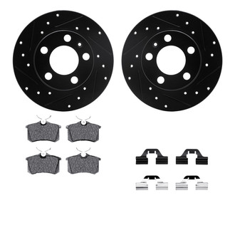 R1 Concepts® - Drilled and Slotted Rear Brake Kit with Semi-Metalic Pads